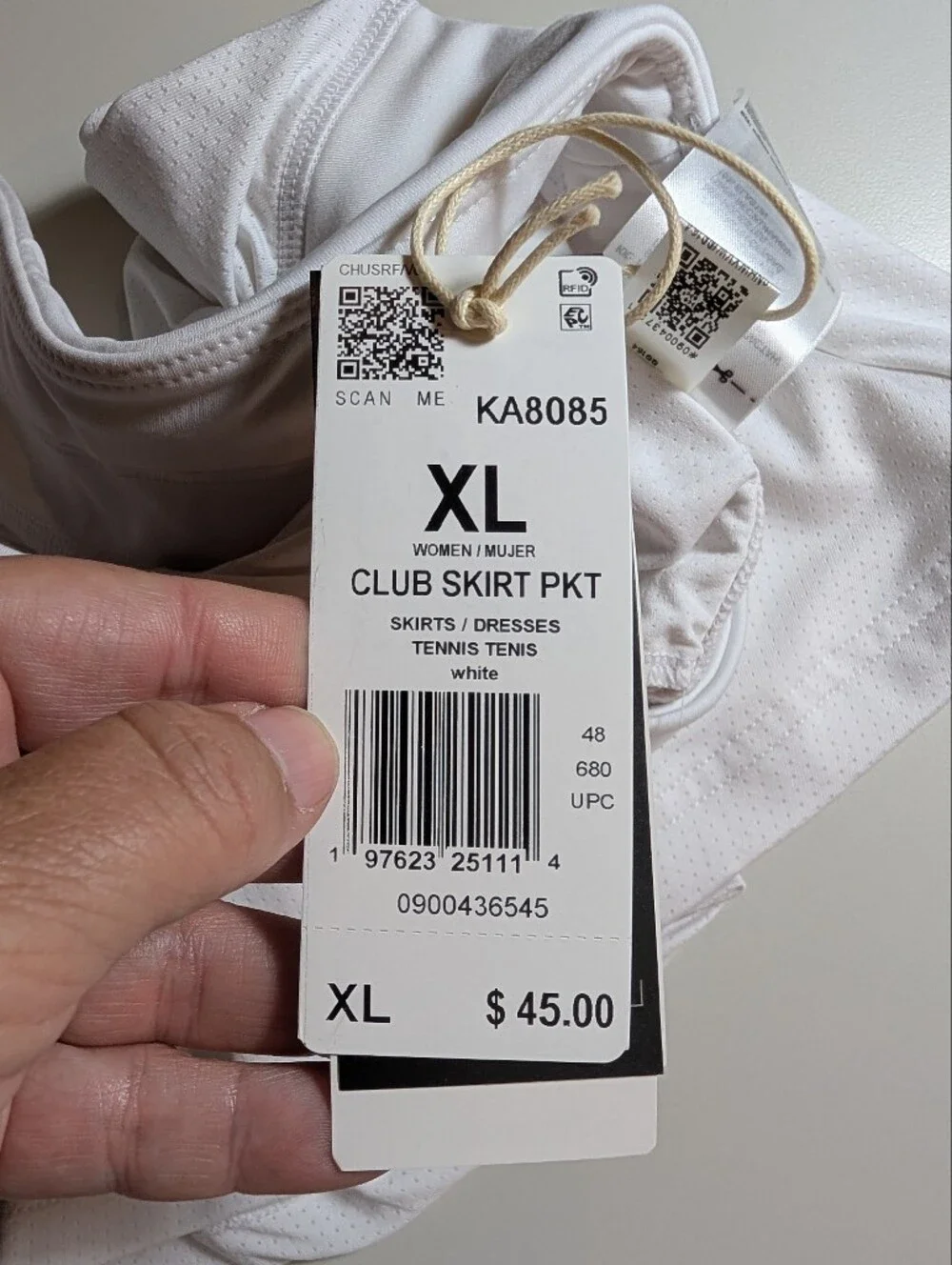 Adidas White Women's XL Tennis Club Skirt NWT